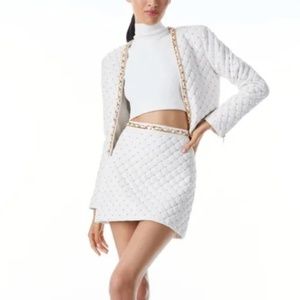 Alice + Olivia Riley Quilten Vegan Leather Skirt and Jacket Set